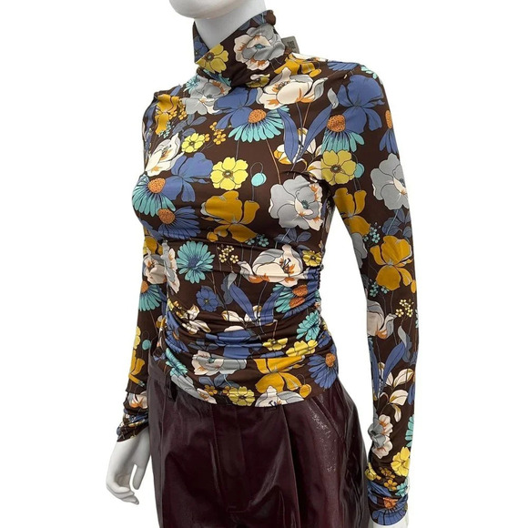 Zara Floral Print Turtleneck Top - Picture 4 of 14